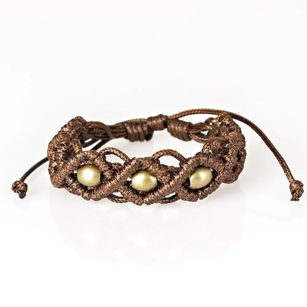 Unisex woven with gold accent bead bracelet